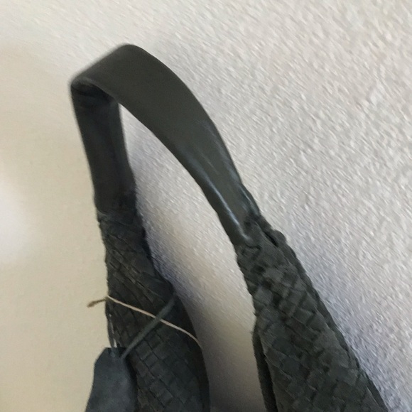 NWT Olive Green Woven Suede Leather Slouchy Hobo Shoulder Bag - Picture 5 of 10